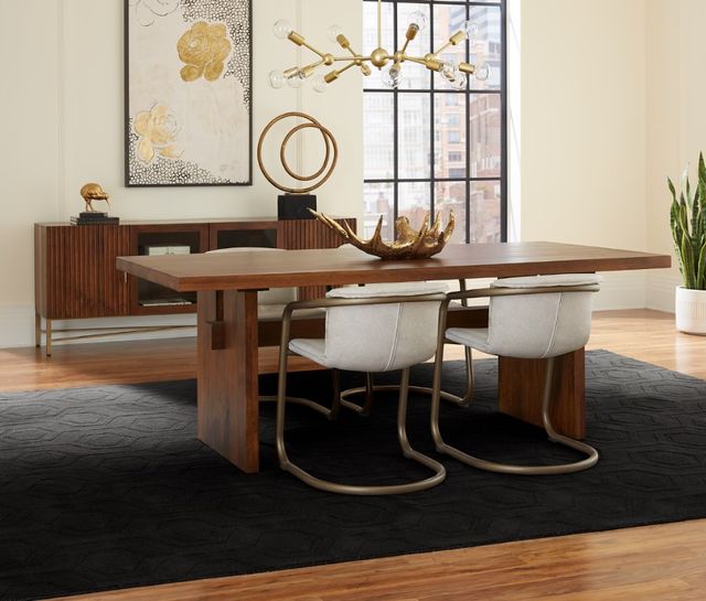 Home Trends & Design Cosmopolitan Antique Brass/Honey Brown Dining Table-3