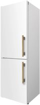 Forno Custodia 24” 10.3 Cu. Ft. White Counter Depth Bottom Freezer Refrigerator with Ice Maker and Antique Brass Handle-2