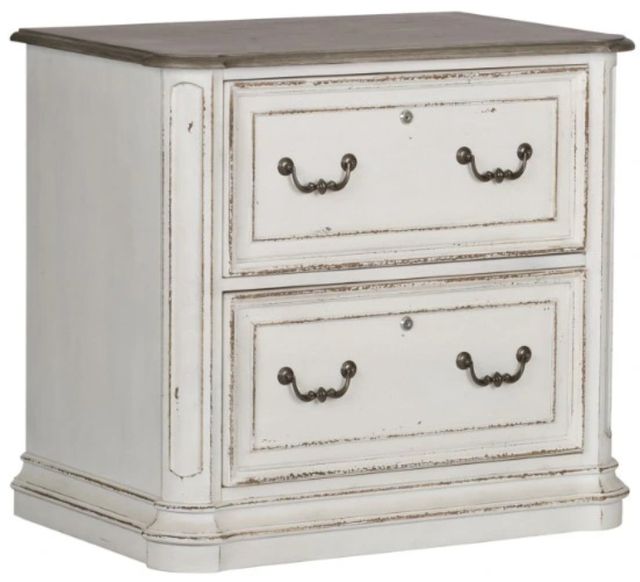 Liberty Furniture Magnolia Manor Antique White/Weathered Bark Junior Executive Media Lateral File-0