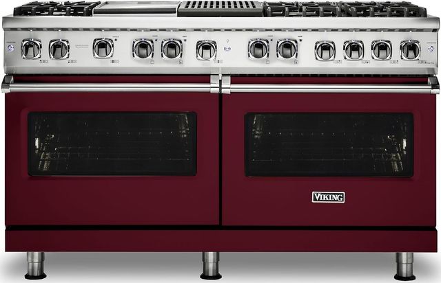 Viking® Professional 5 Series 60" Pro Style Dual Fuel Range-Burgundy-0