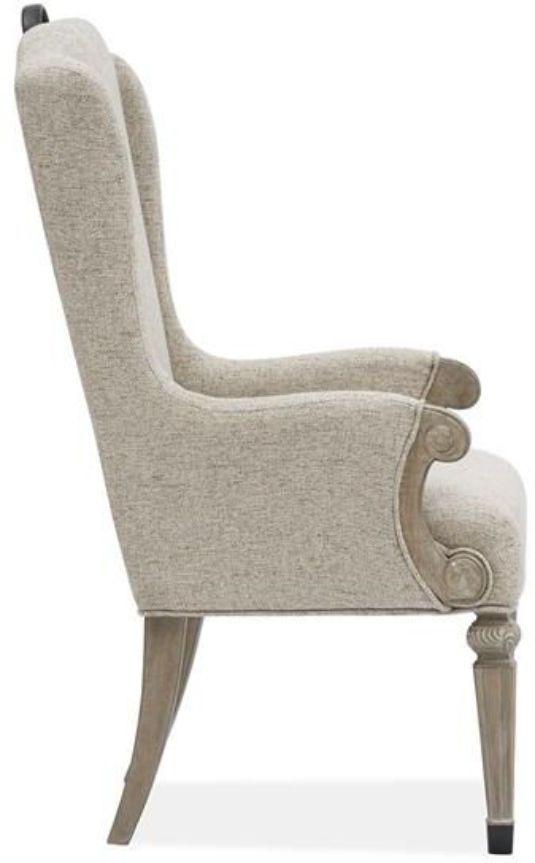 Magnussen Home® Marisol Fawn Upholstered Host Dining Arm Chair-2