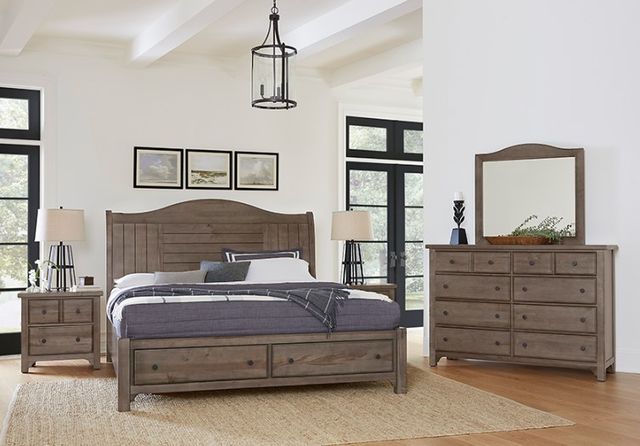 Vaughan-Bassett Cool Farmhouse Gray King Storage Sleigh Bed-1