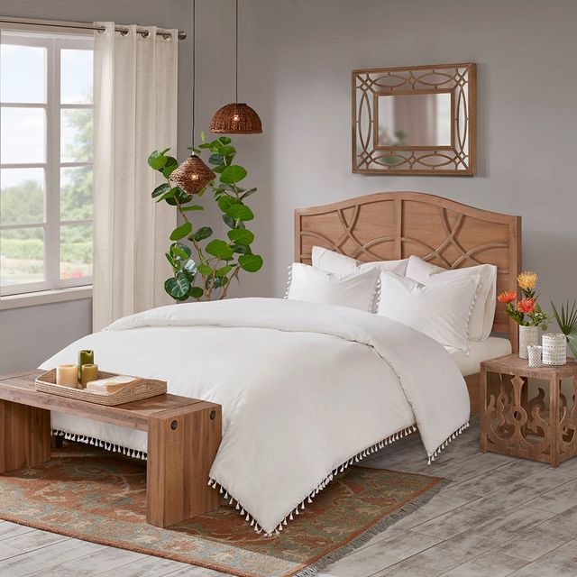 Olliix by Madison Park Ivory King/California King Lillian Cotton Duvet Cover Set-0