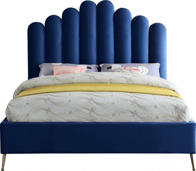 Meridian Furniture Lily Navy Queen Bed-1