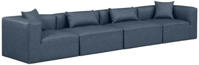 Meridian Furniture Cube 4-Piece Navy Blue Vegan Leather Modular Sofa-0