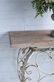 A & B Home Brown Console Table with  Antique White Scrollwork Base-4