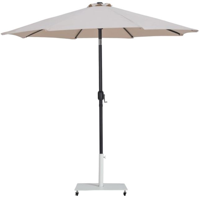 Meridian Furniture Fiji Beige/Matte Black/Matte White Aluminum Outdoor Patio Umbrella and and Square Base-0