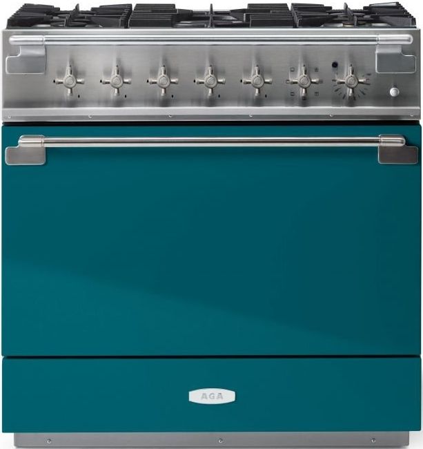 AGA™ Elise 36" Stainless Steel Pro Style Dual Fuel Range with Salcombe Blue Door-0