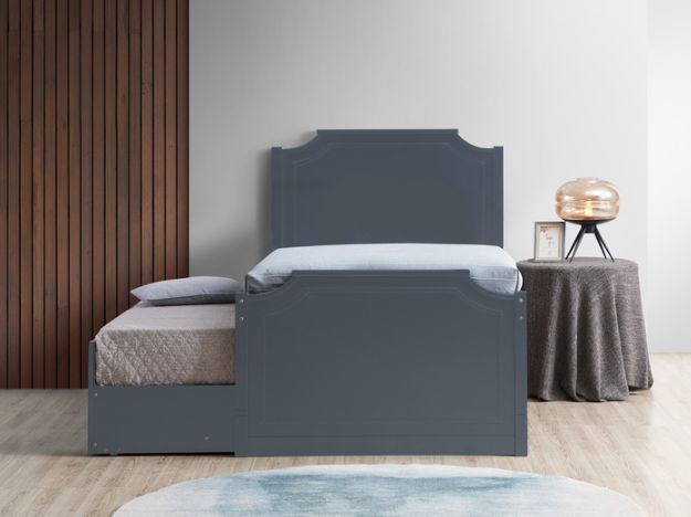 Milton Greens Stars Dark Gray Twin Scalloped Top Wooden Platform Bed with Trundle-2