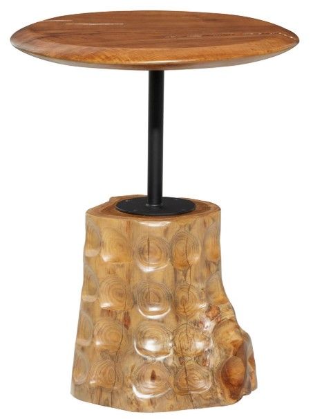 Deco Marche Brown Accent Table with Tree Stump Base-1