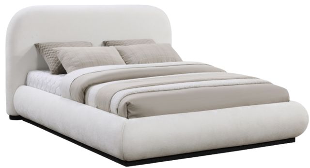 Meridian Furniture Vaughn Cream King Chenille Fabric Upholstered Panel Bed-0