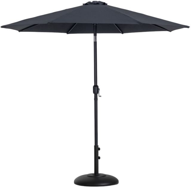 Meridian Furniture Fiji Black/Matte Black Aluminum Outdoor Patio Umbrella and Round Base-0