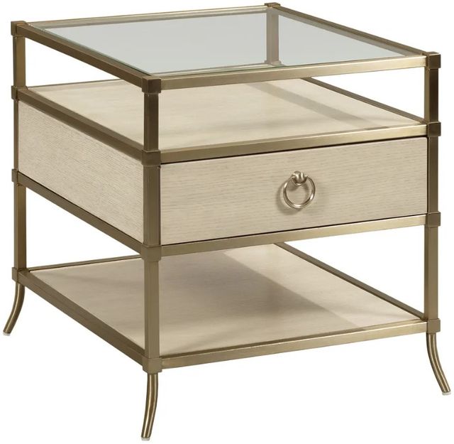 Hammary® Lenox Capri Alabaster End Table with Glass Top and Brassy Champagne Frame-0
