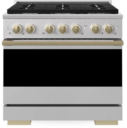 ZLINE Marino 36" Stainless Steel Pro Style Dual Fuel Range with Champagne Bronze Accents-0