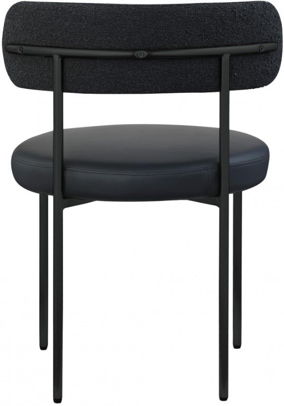 Meridian Furniture Beacon Black Vegan Leather And Boucle Fabric Upholstered Dining Chair-3