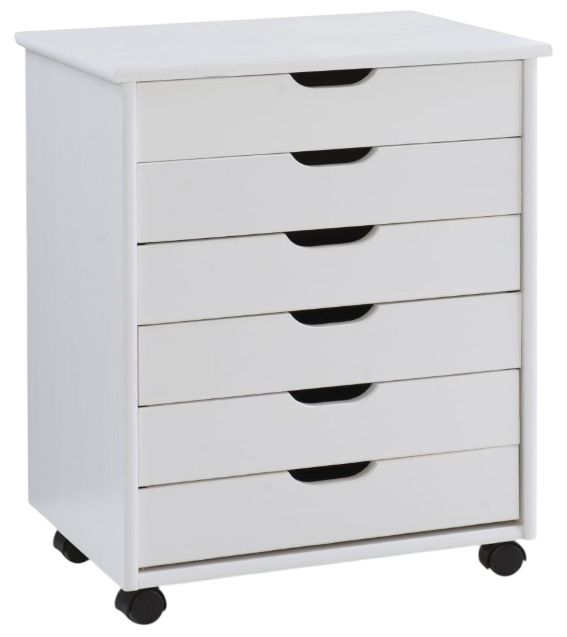 Linon Rudy White Wide Rolling Storage Cart-0