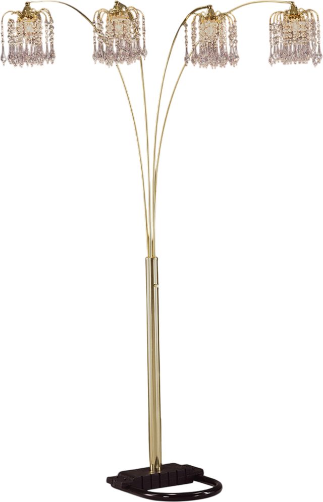Crown Mark Rain Drop Black/Gold 84" Arc Floor Lamp-0