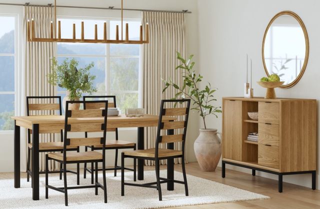 Intercon Newport Natural Oak Dining Table with Black Base-1