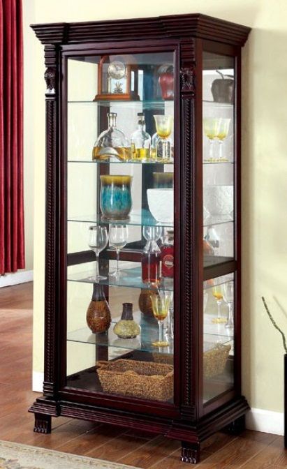 Furniture of America® Tulare Dark Cherry Curio-1