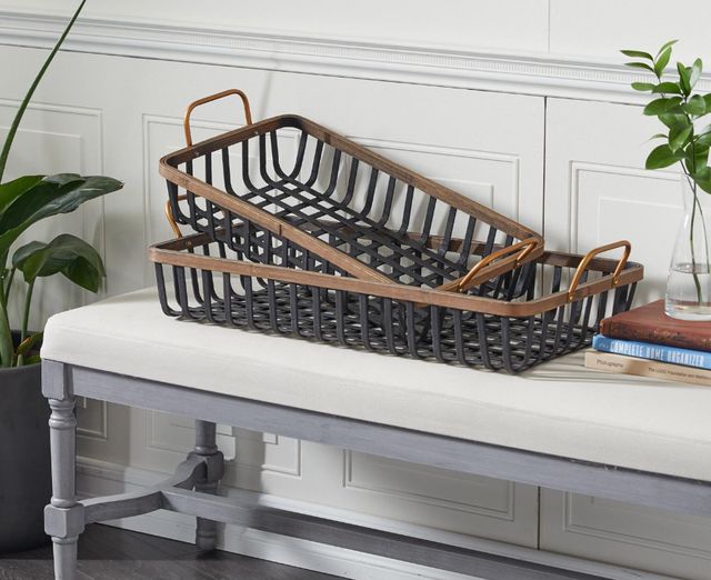 Deco Marche 2-Piece Black Grid Tray Set-3