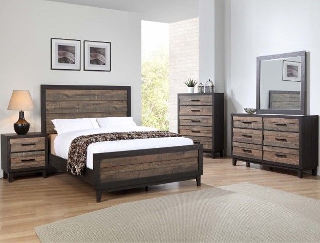 Crown Mark Tacoma Two Tone King Bed and 1 Night Stand-3