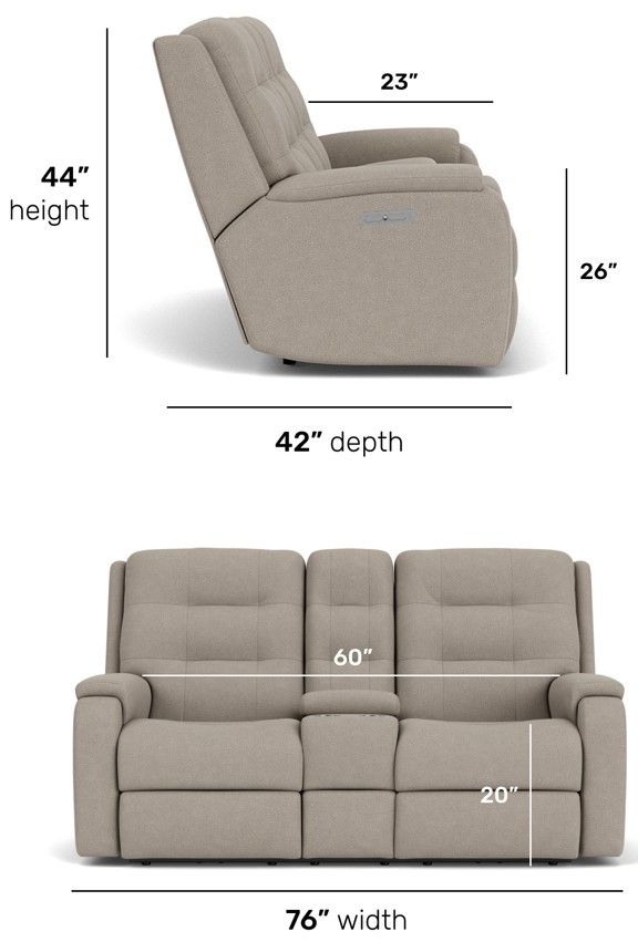 Flexsteel® Arlo Fossil Power Reclining Loveseat with Console and Power Headrests-2