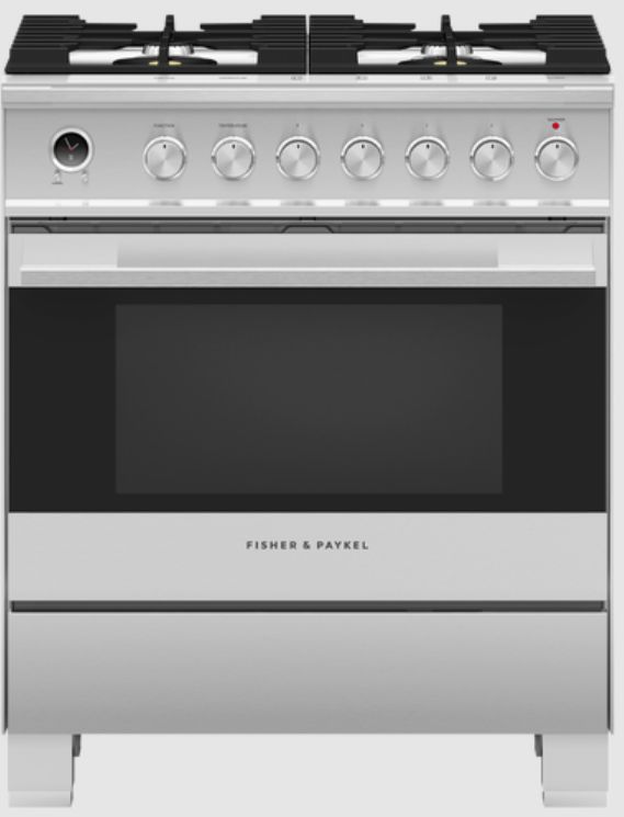 Fisher & Paykel Contemporary Series 9 30" Brushed Stainless Steel Pro Style Dual Fuel Range-0