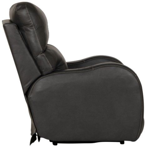 Catnapper® Angelo Gunmetal Leather Power Lay Flat Recliner with Power Adjustable Headrest-2