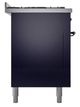 Ilve® Nostalgie II Noblesse 60'' Midnight Blue Pro Style Dual Fuel Range with Burnished Trim-2