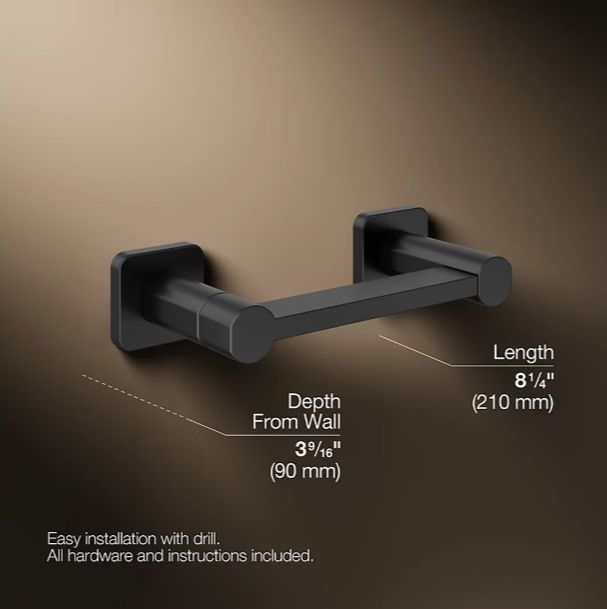KOHLER® Parallel® Matte Black Pivoting Toilet Paper Holder-2