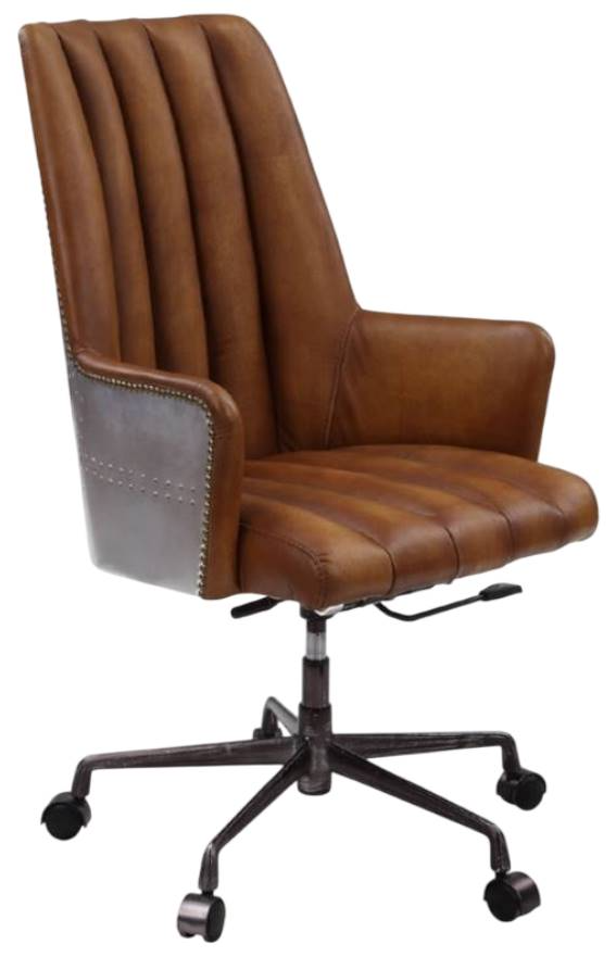 ACME Furniture Salvol Aluminum/Sahara Leather Office Chair | LFD