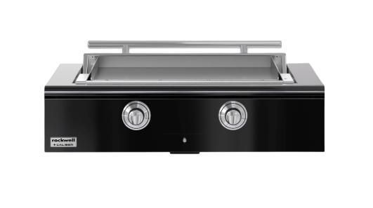 Caliber™ Rockwell Social 42" Gloss Black Built-In Natural Gas Outdoor Griddle with Polished Chrome Hardware-0