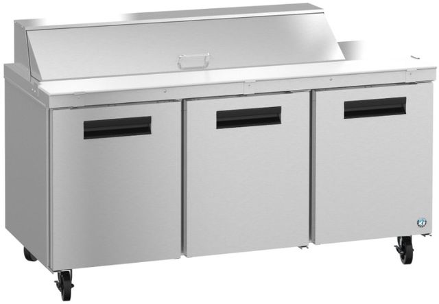 Hoshizaki Steelheart® 72" 18 Cu. Ft. Stainless Steel Three Section Commercial Refrigerator with Sandwich Prep Table-1