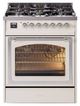 Ilve® Nostalgie II Noblesse 30" Antique White Pro Style Dual Fuel Range with Chrome Trim-0