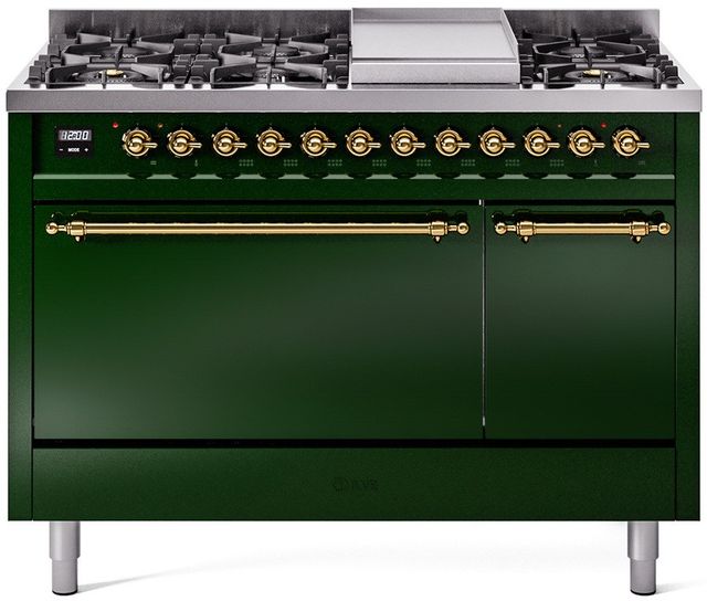 Ilve® Nostalgie II Series 48" Emerald Green Pro Style Dual Fuel Range-0
