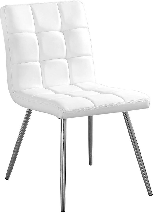 Monarch Specialties Inc. 2-Piece Chrome/White Quilted Side Chair Set