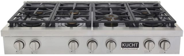 Kucht Professional KFX Series 48" Stainless Steel Propane Gas Range Top with Classic Silver Knobs-0