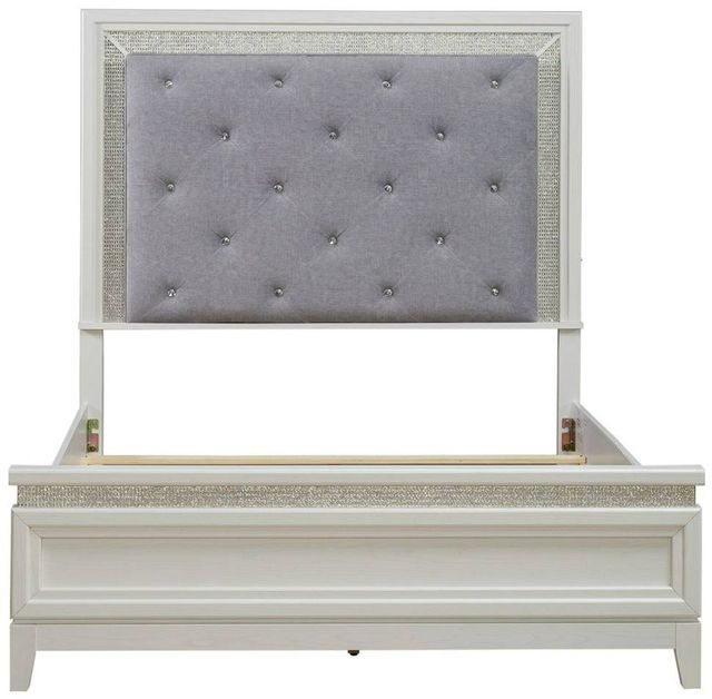 Liberty Furniture Reflections Gray/Pearl White/Rhinestone Queen Upholstered Panel Bed-2