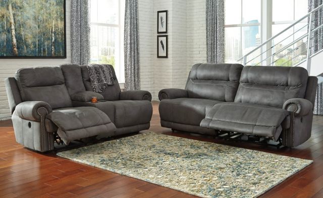 Signature Design by Ashley® Austere 2-Piece Gray Living Room Set with Reclining Sofa-3