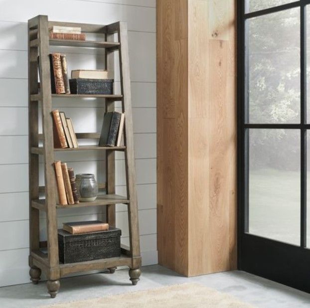Liberty Furniture Americana Farmhouse Dusty Taupe Leaning Pier Bookcase-8