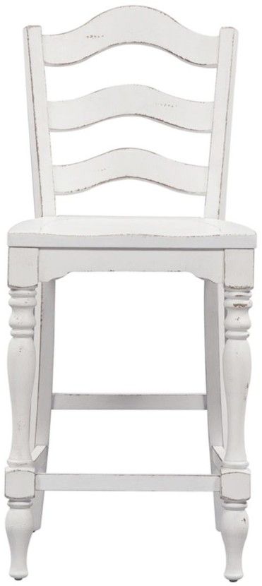 Liberty Furniture Magnolia Manor Antique White Ladder Back Counter Chair-2