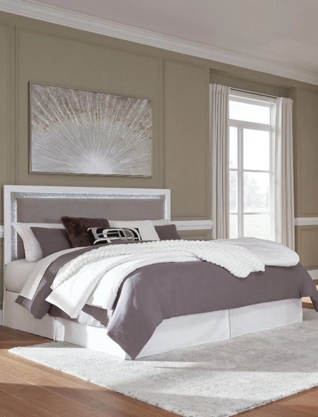 Signature Design by Ashley® Maeling Gray/White Queen Upholstered Panel Headboard-1