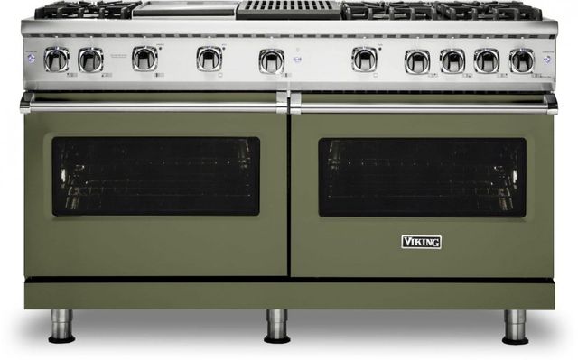 Viking® 5 Series 60" Cypress Green Pro Style Liquid Propane Range with 12" Griddle and 12" Grill-0