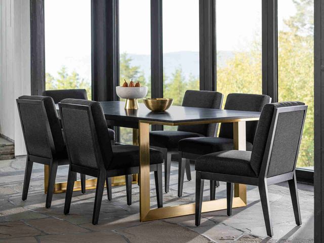 Canadel Customizable Modern Pecan Washed Rectangular Metal Base Dining Table-1