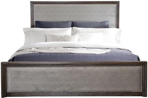 Riverside Furniture Graham Gray/Heathered Oak King Upholstered Panel Bed-1