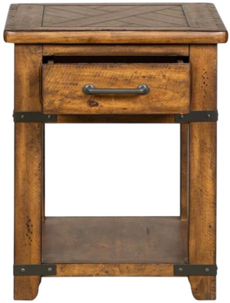 Magnussen Home® Chesterfield Farmhouse Timber Small Rectangular End Table-1