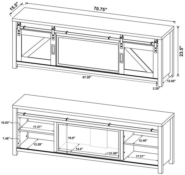 Coaster® Enfield Dark Pine Fireplace Media Console TV Stand-3