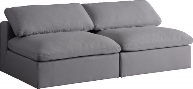 Meridian Furniture Serene Grey Linen Fabric Deluxe Cloud Modular Armless Sofa-0