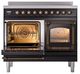 Ilve® Nostalgie II Noblesse 40'' Glossy Black Pro Style Induction Range with Burnished Trim-3