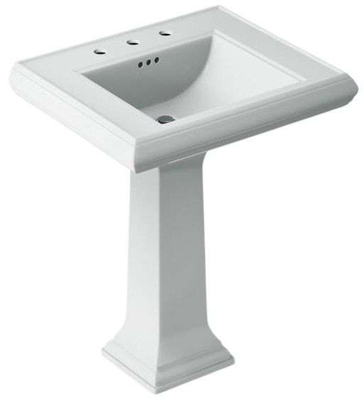 Kohler Memoirs® Classic Ice Grey 27.25" Rectangular Pedestal Bathroom Sink Widespread Faucet Holes-0